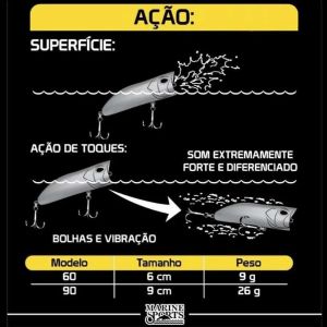 Isca Artificial Marine Sports Ram Popper 60 - 6cm / 9g Cor 110s